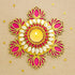 Diya Handmade MDF Lotus tealight Candle Holder with Shell Tealight Rangoli